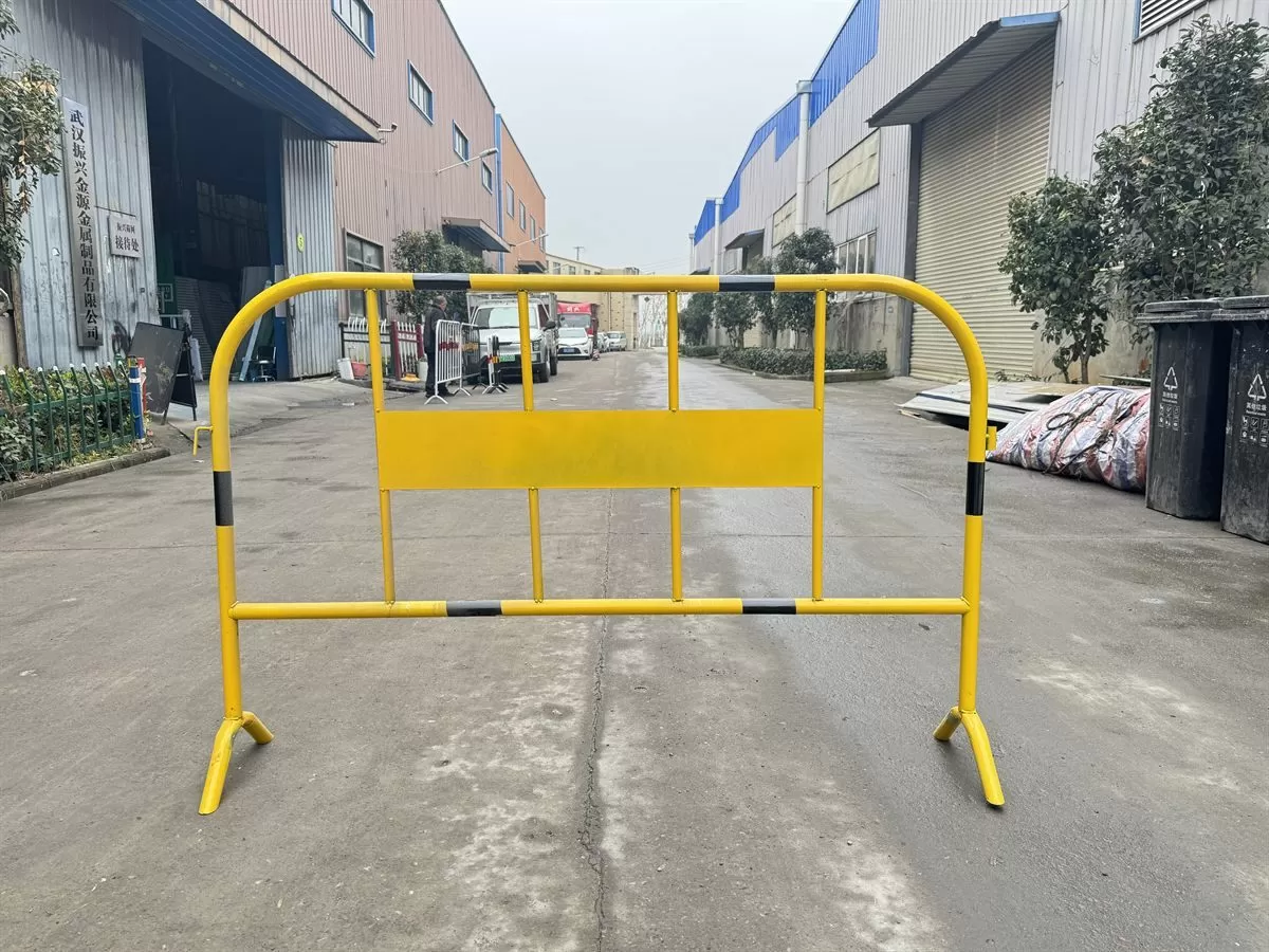 Coated steel barrier panel run set out in a line